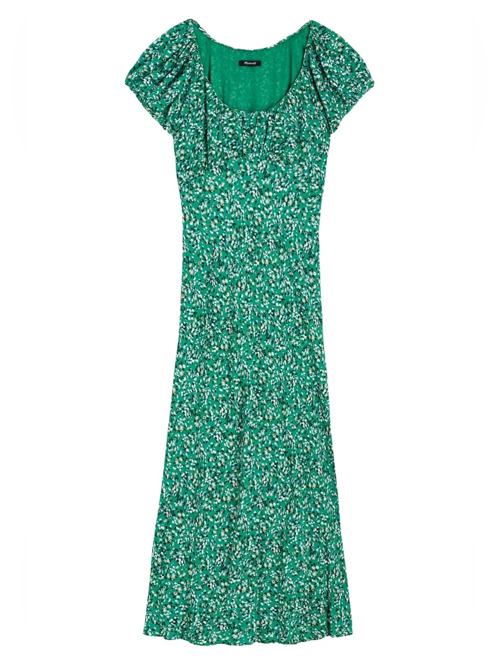 MADEWELL RUCHED SCOOP NECK FLORAL MAXI DRESS